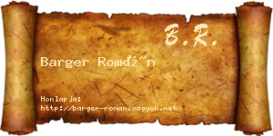 Barger Román névjegykártya